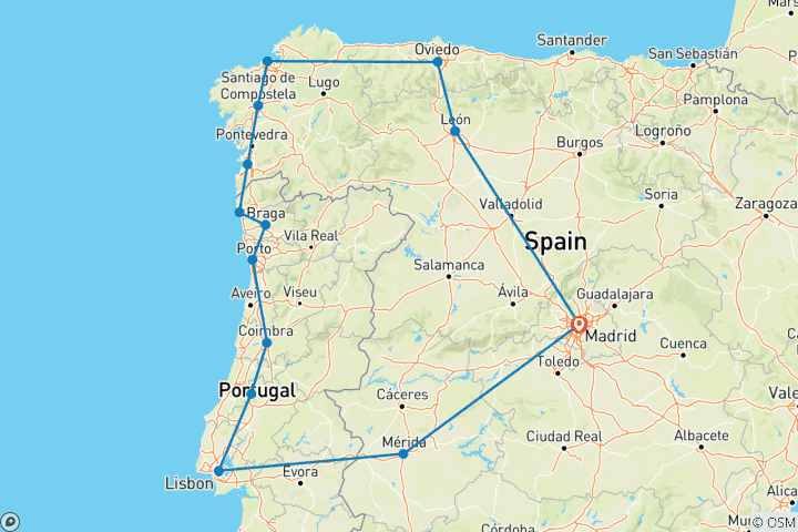 Map of Best of Galicia Spain & Portugal - 10 Days
