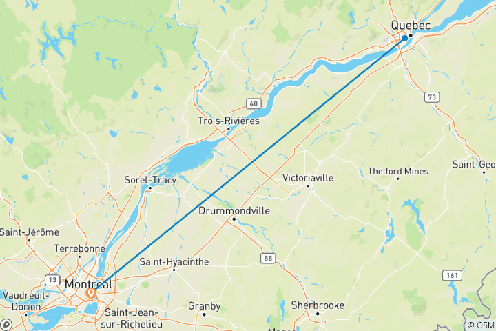 Carte du circuit Marchés de Noël de Montréal et de Québec (2026)