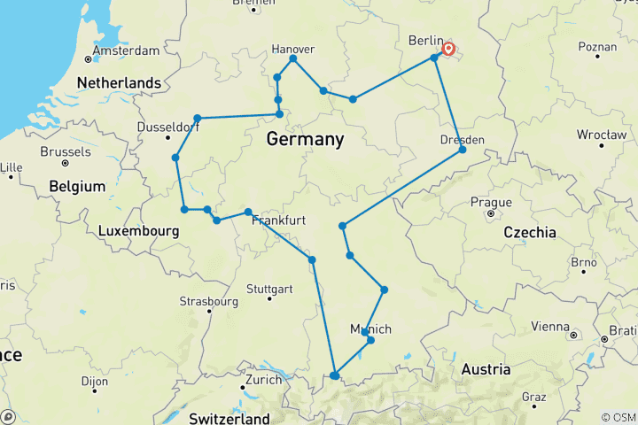 Carte du circuit Le meilleur de l'Allemagne (24 destinations)