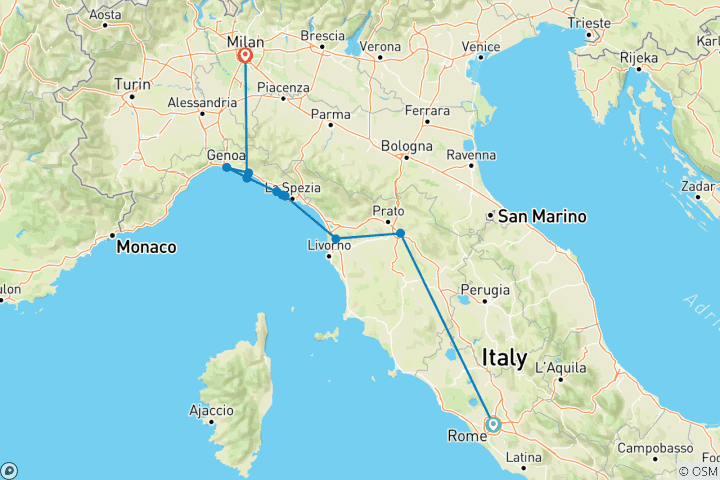 Carte du circuit Découvrez l'Italie et Milan