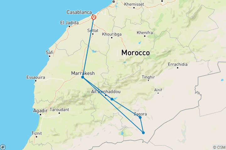 Map of Desert Dream: A 4-Day Moroccan Journey from Casablanca to M’Hamid