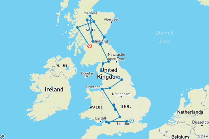 Mapa de Inglaterra y Escocia (Clásico, Invierno, Fin en Glasgow)