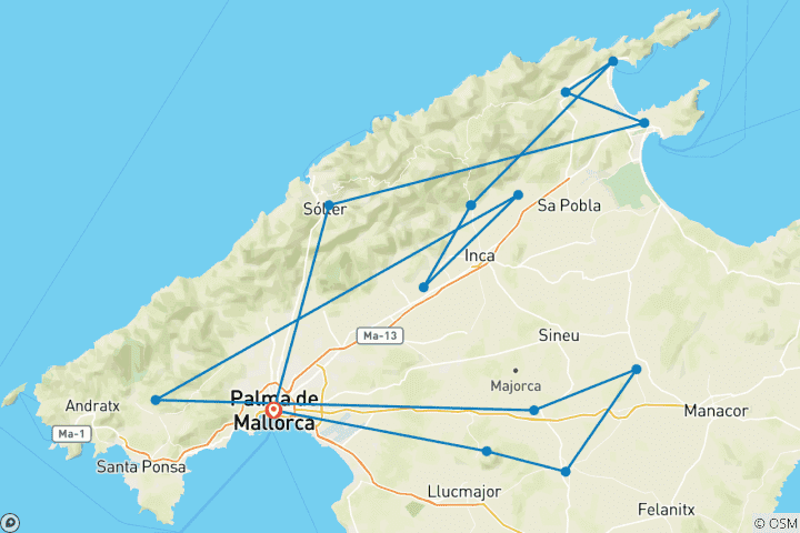 Karte von Mallorca | Spanien | Geführte E-Bike Reise