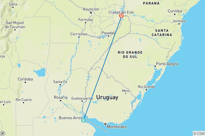 Carte du circuit Circuit de 3 jours aux chutes d'Iguazu avec billet d'avion en option au départ de Buenos Aires