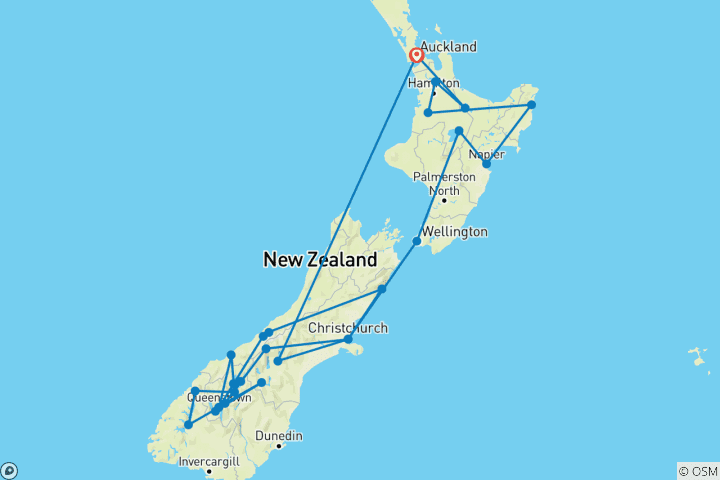 Map of Breathtaking New Zealand with Cook Islands add on