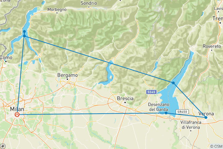 Carte du circuit Circuit de 5 jours en Italie du Nord - Milan, Vérone et les lacs