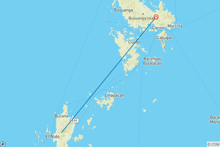 Mapa de De isla en isla por Filipinas: El Nido, Coron y hogueras en la playa