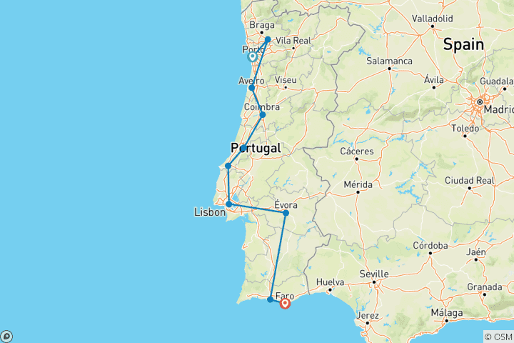Carte du circuit Le meilleur du Portugal