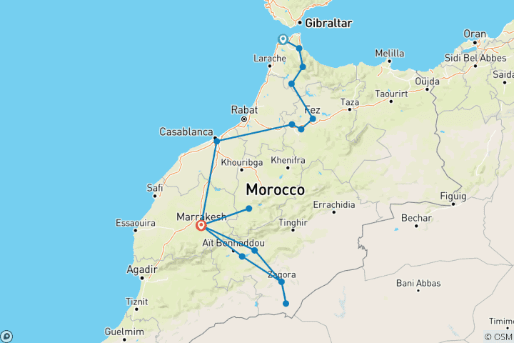Map of Morocco: North, South & Marrakech