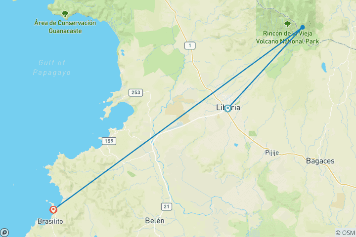 Carte du circuit Costa Rica - Merveilles et nature sauvage dans le nord