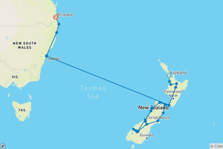 Mapa de Australia y Nueva Zelanda: Surf, sol y parques épicos