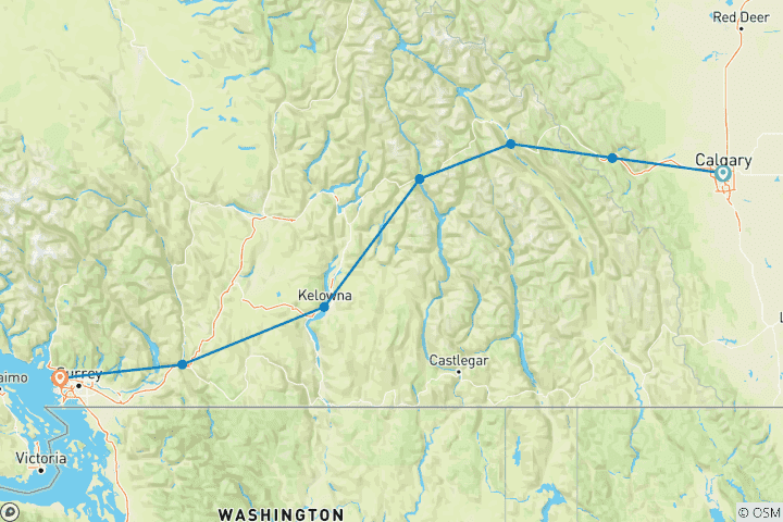 Karte von Sechs Mountain Nationalparks an der Westküste