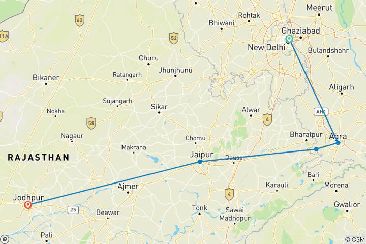 Map of From Taj to Jodhpur A 7-Day Indian Adventure