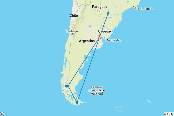 Carte du circuit Expédition de 12 jours en Argentine ! Buenos Aires, Iguazu, Calafate et Ushuaia