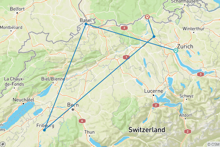 Kaart van Juwelen van de Rijn & Londen 2026|2027 - 11 Dagen (van Zurich naar Koblenz)