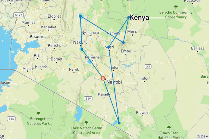 Karte von Kenias exklusive Wildlife-Flucht