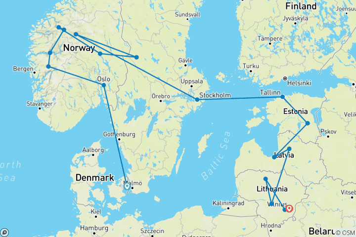 Map of Scandinavia and Best of Baltics 35 to 45 (35 To 45)