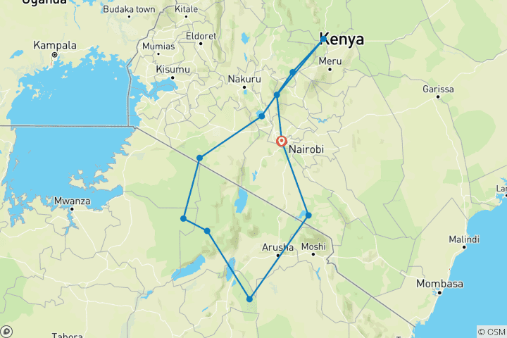 Karte von 14 Tage ultimative epische Kenia und Tansania Safari