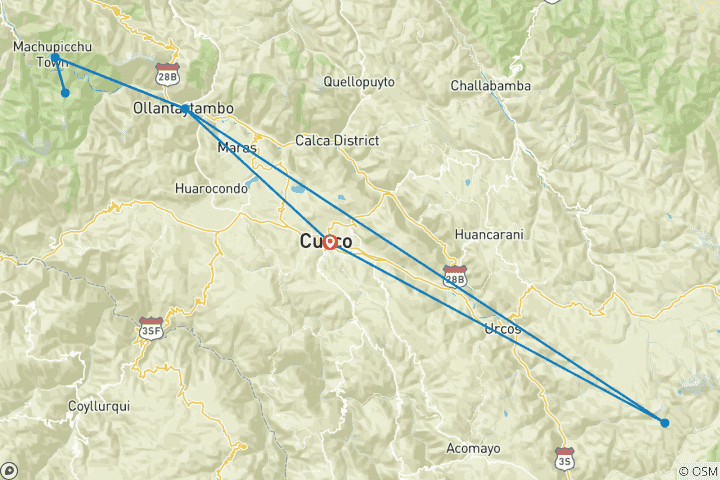 Mapa de Picos Sagrados y Maravillas Ancestrales: Expedición al Ausangate y Machu Picchu (7 Días)