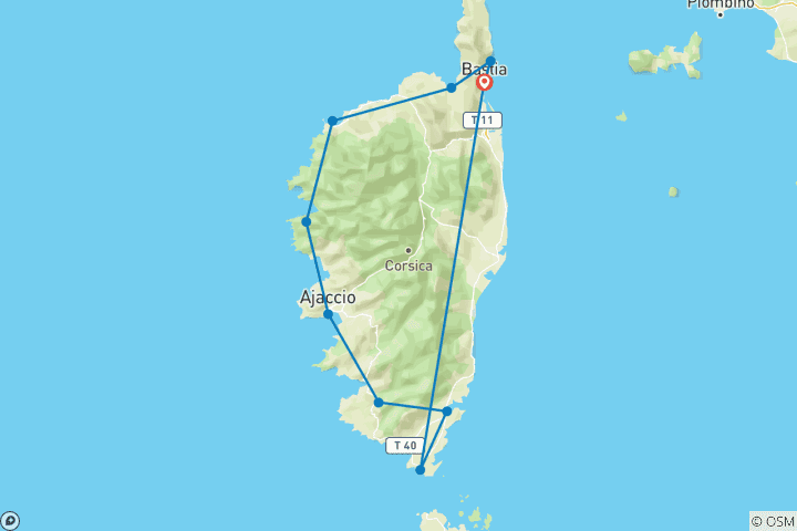 Carte du circuit La Corse à découvrir