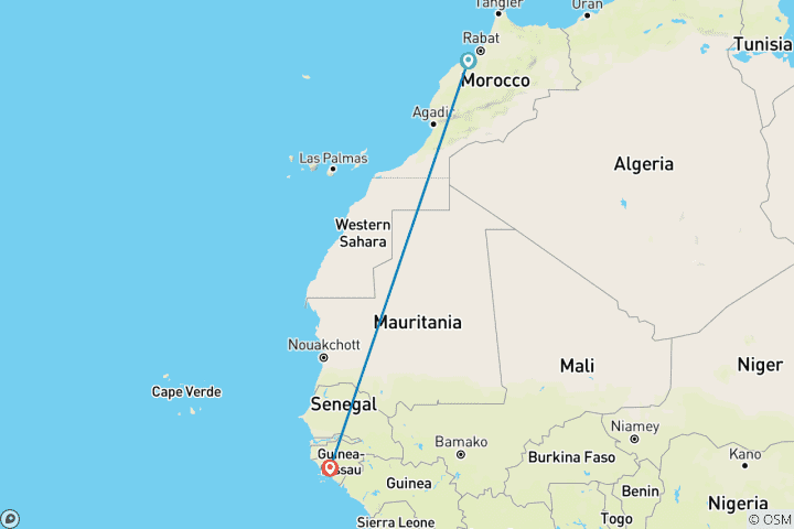 Carte du circuit Guinée-Bissau L'archipel des Bijagòs - le jardin d'Eden de l'Afrique de l'Ouest