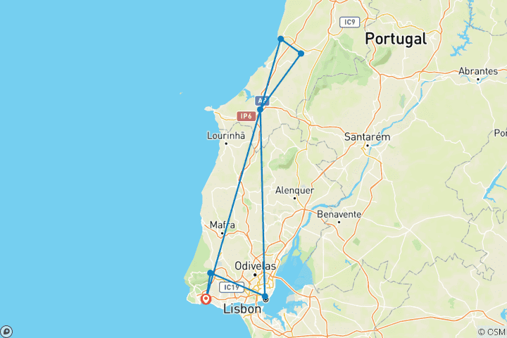 Kaart van Estoril, Lissabon & Kust - 8 dagen