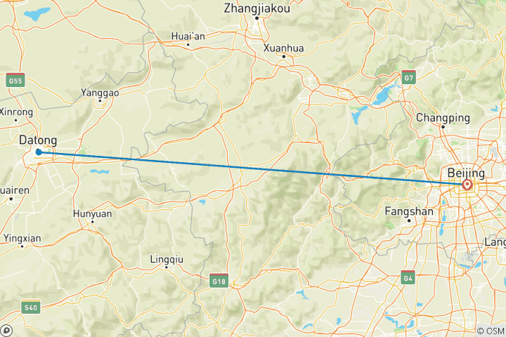 Mapa de Excursión privada de 2 días a Datong desde Pekín en tren
