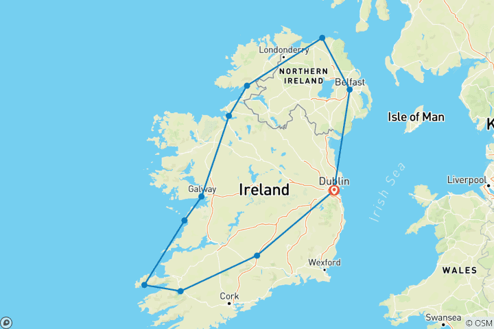 Karte von 10 Tage Irland - Die grüne Insel entdecken