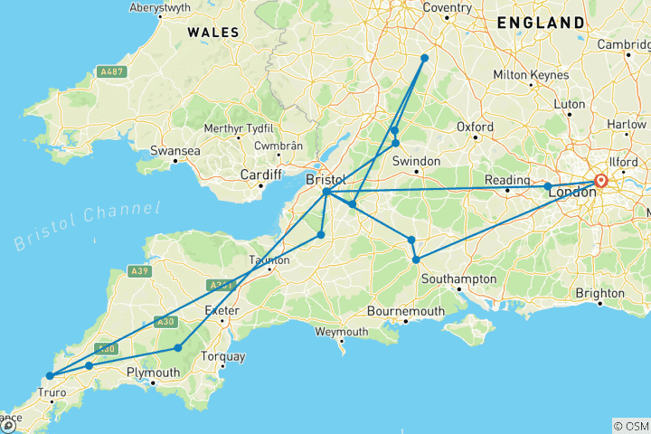 Karte von 8 Tage Südengland: Genuss und Gelassenheit