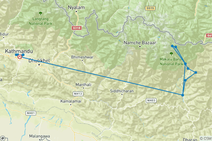Map of Barun Valley Trek