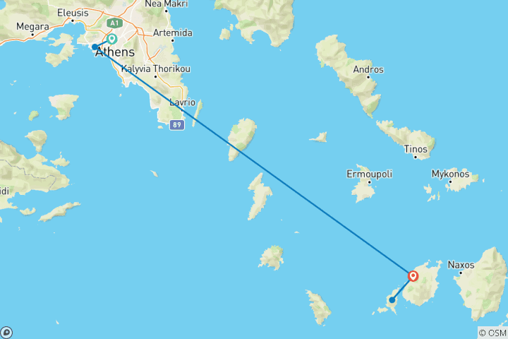 Kaart van Athene & Paros - 5 dagen