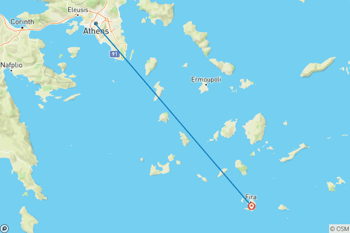 Carte du circuit Athènes et Santorin - 5 jours