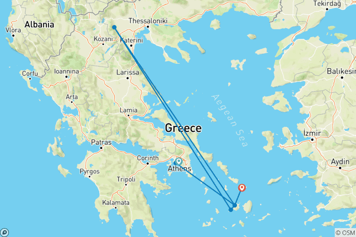 Kaart van Athene, Paros & Mykonos - 7 dagen