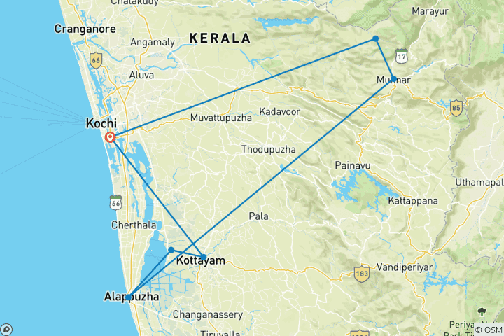 Kaart van Betoverende Ontsnapping in Kerala