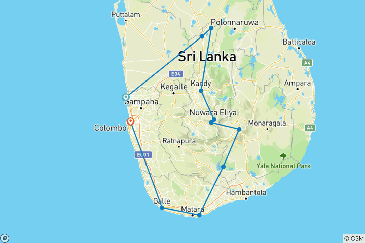 Karte von Wellness-Retreat in Sri Lanka – Erlebnis für Einzelpersonen oder kleine Gruppen (Premium)