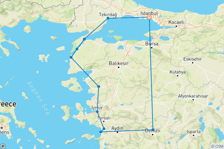 Carte du circuit Vacances privées de 8 jours en TURQUIE| Splendeur de l'Ouest : A travers Troie et des légendes intemporelles ! (entièrement guidé)