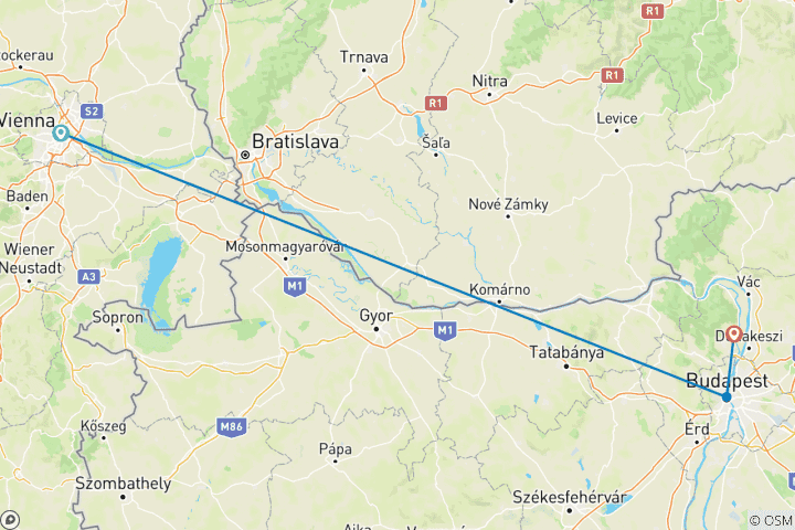 Map of Christmas time on the Danube 2026/2027