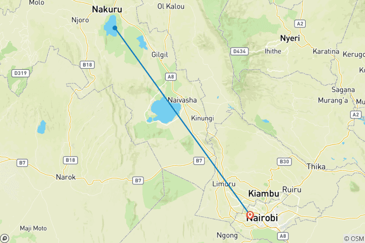 Karte von Exklusive 4 Tage Masai Mara & Lake Nakuru Luxus-Safari