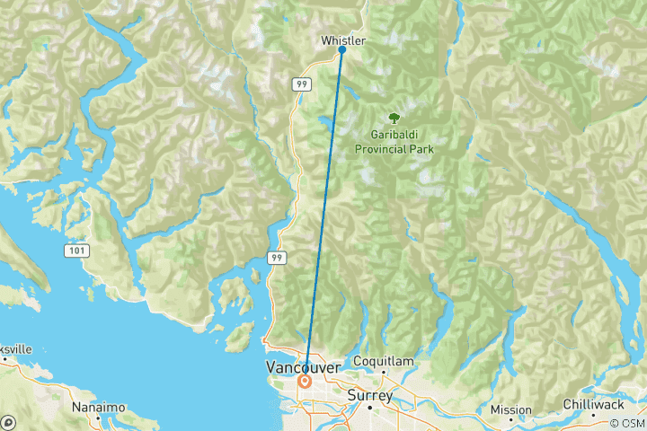 Carte du circuit Séjour en ville de Sea to Sky : Vancouver et Whistler