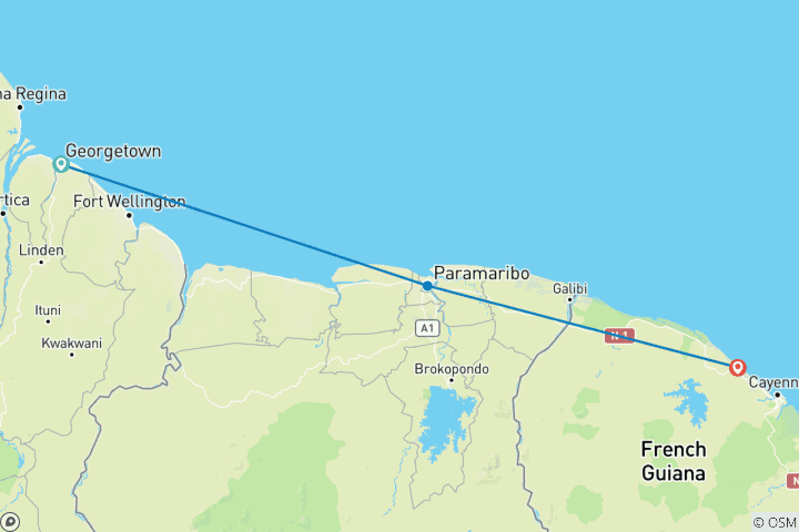 Map of South America's Forgotten Corner - Guyana, Suriname, French Guiana