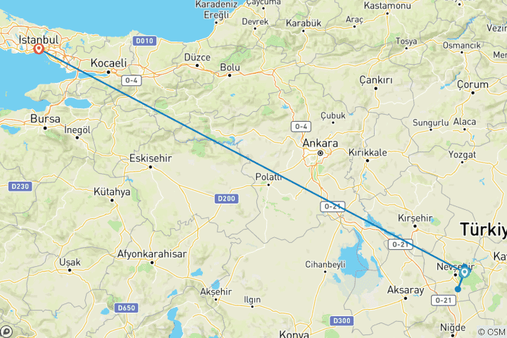 Kaart van 5 Dagen Cappadocië Avontuur Arrangement (Ballon & Optionele Tours inbegrepen)