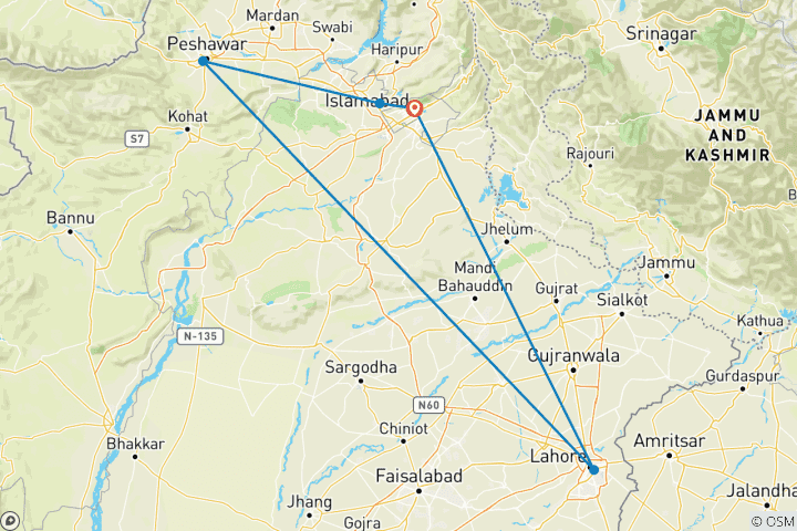 Karte von Islamabad, Peshawar und Lahore: Eine Reise durch Geschichte und Kultur