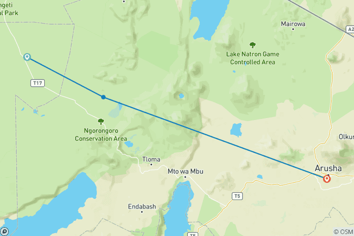 Map of Serengeti and Ngorongoro Luxury Safari