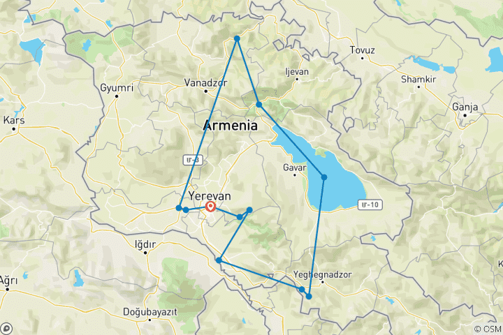 Karte von Armenien 8 Tage - Zubucherreise 2026