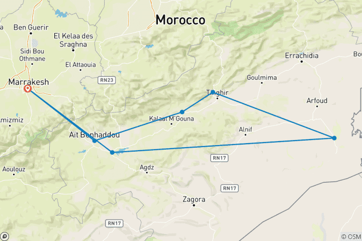 Carte du circuit Circuit en camp de luxe dans le désert du Sahara