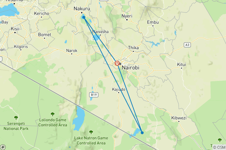 Karte von Kenias exklusive 7 Tage Safari: Luxuriöse in der Wildnis