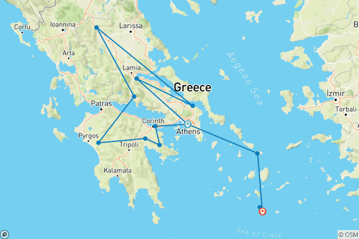 Kaart van Het oude Griekenland met Mykonos & Santorini - 11 dagen