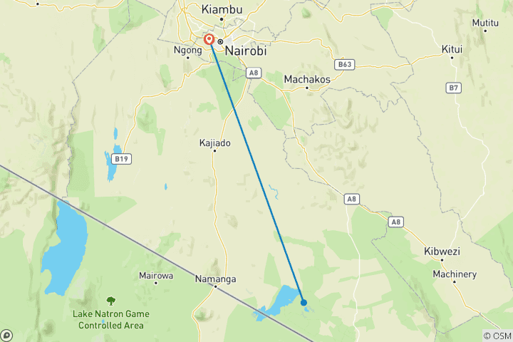 Karte von 3 Tage Amboseli Park Safari: Entfesseln Sie das wilde