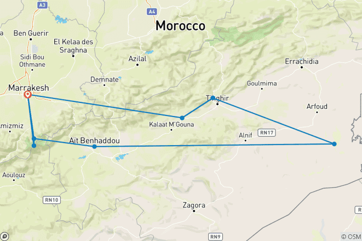 Map of Morocco Uncovered - 9 Day Trip