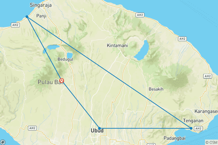 Carte du circuit 10 jours d'évasion à Bali : Temples, nature sereine et cuisine biologique